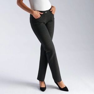 Betabrand Charcoal Dress Pant Yoga Pants Women’s Large Petite Straight Leg